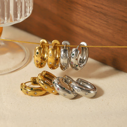 أقراط نيش عالية الجودة من الفولاذ المقاوم للصدأ عيار 18 قيراطًا من الذهب عيار 18 قيراطًا لا تتلاشى