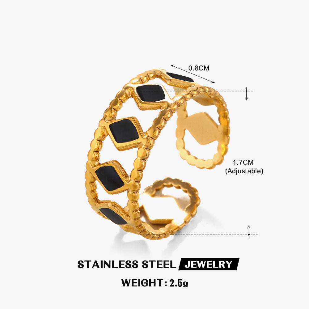 Retro Popular Rhombus Open Ring Women's All-match