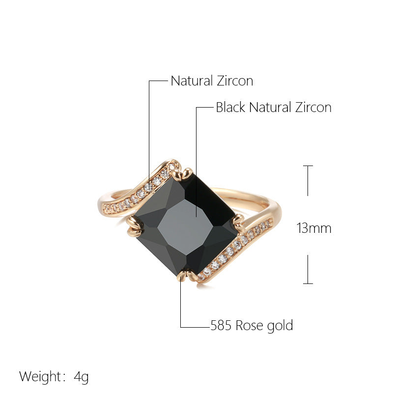 Women's Fashion Personalized Retro Style Black Zircon Ring