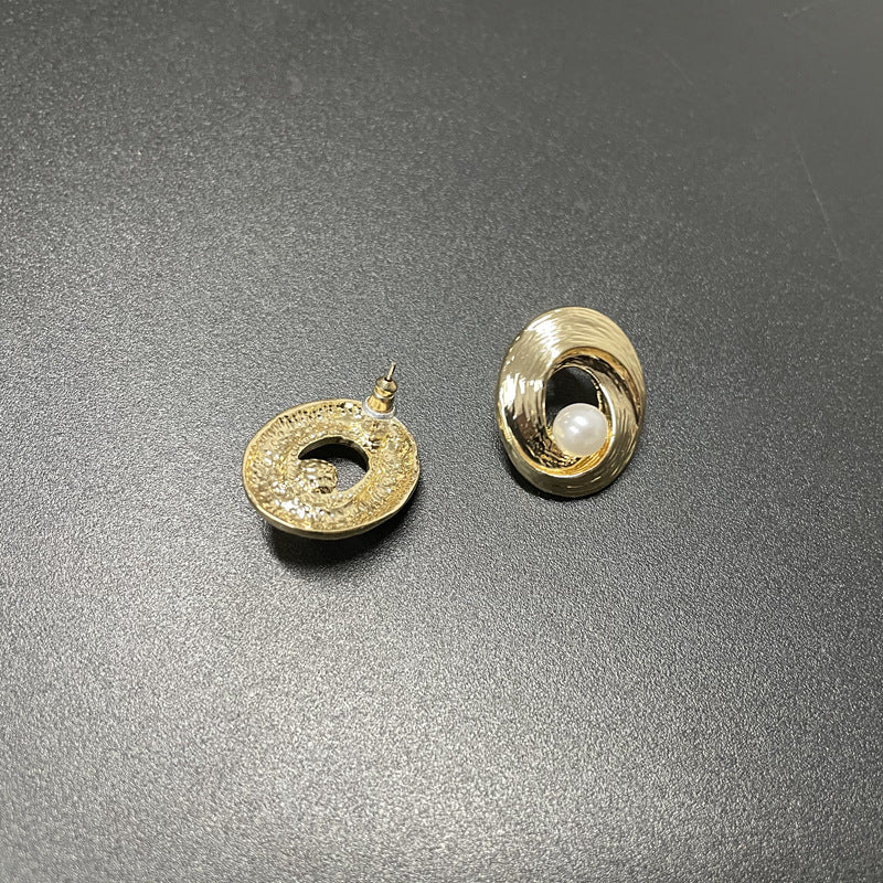 925 Silver Needle Metal Women's Vintage Thread Pearl Earrings