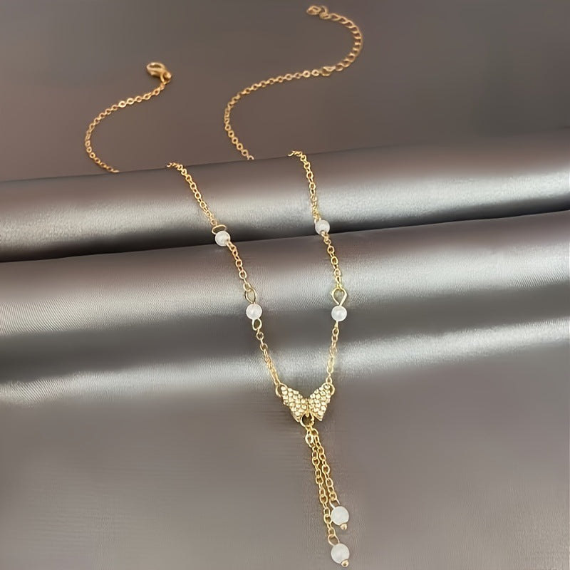 Fashion Personality Women Butterfly Pearl All-match Necklace