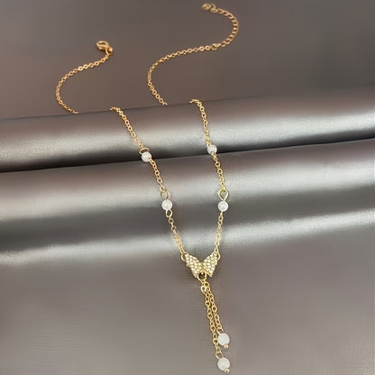 Fashion Personality Women Butterfly Pearl All-match Necklace