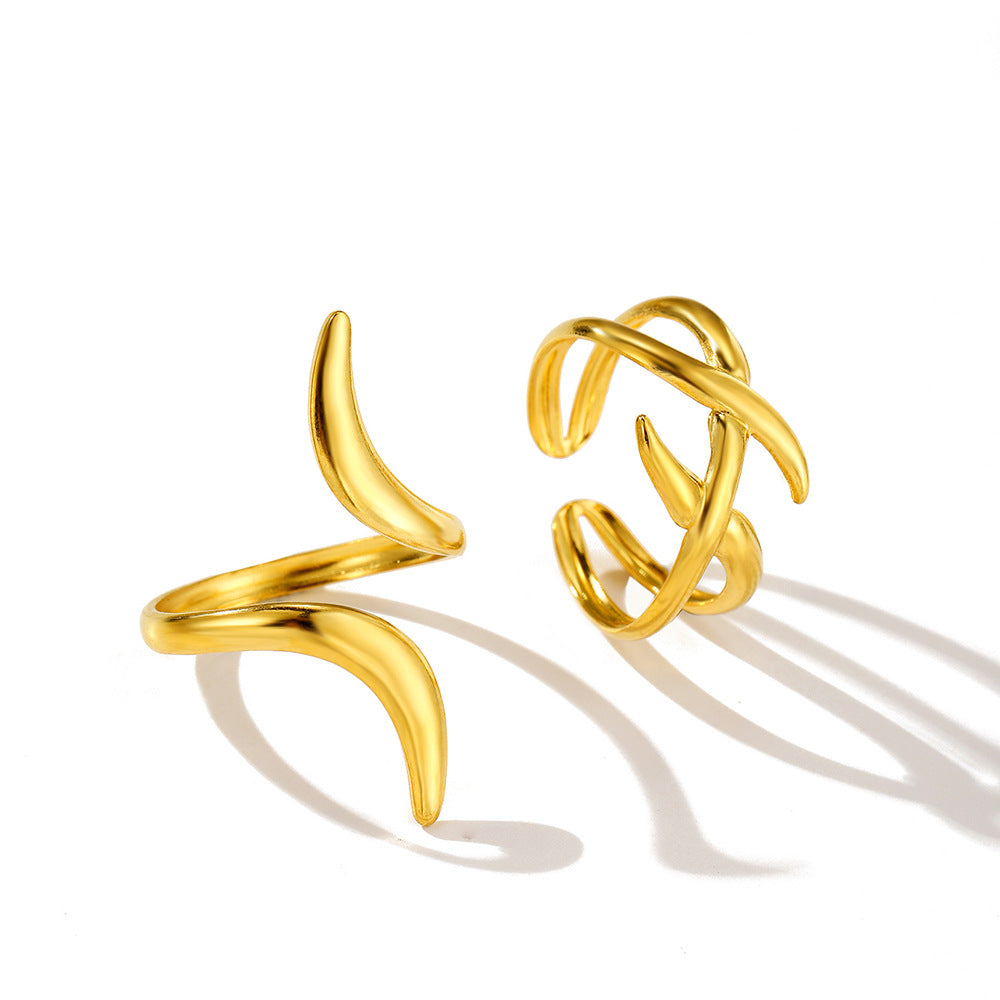 Simple Geometric Line Irregular Cross Thumb Ring