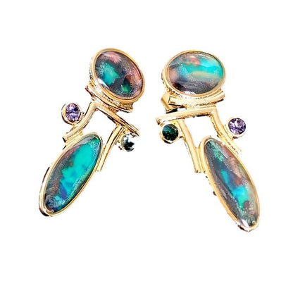 Vintage Earrings Women's Pearl Enamel