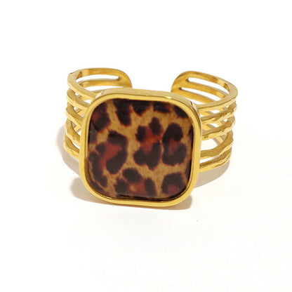 Stainless Steel 18K Leopard Ring