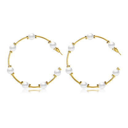 أقراط لؤلؤية طويلة بتصميم إبداعي بسيط من اللؤلؤ العتيق