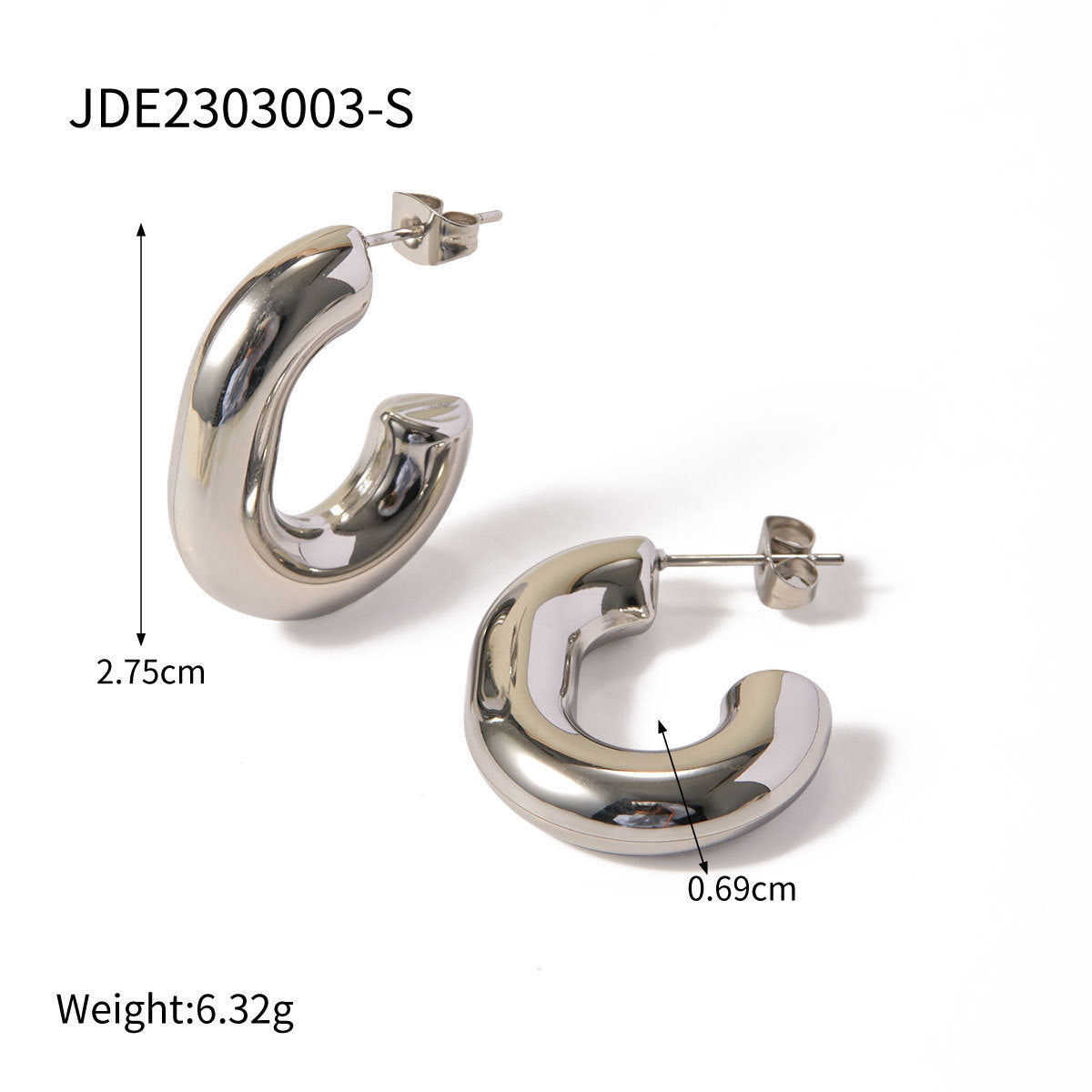 Steel Colored Stainless Steel Round Tube U-shaped Ear Ring