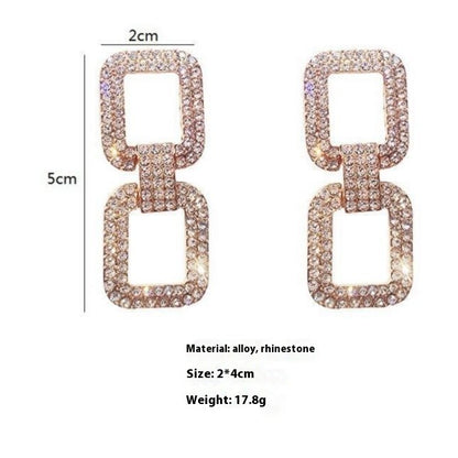 Dignified Rhinestone Long Earrings Geometry