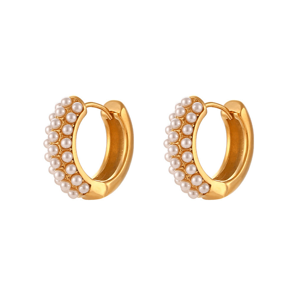 Stainless Steel Plated 18K Gold Pearl Ear Clip