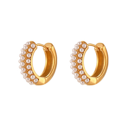 Stainless Steel Plated 18K Gold Pearl Ear Clip