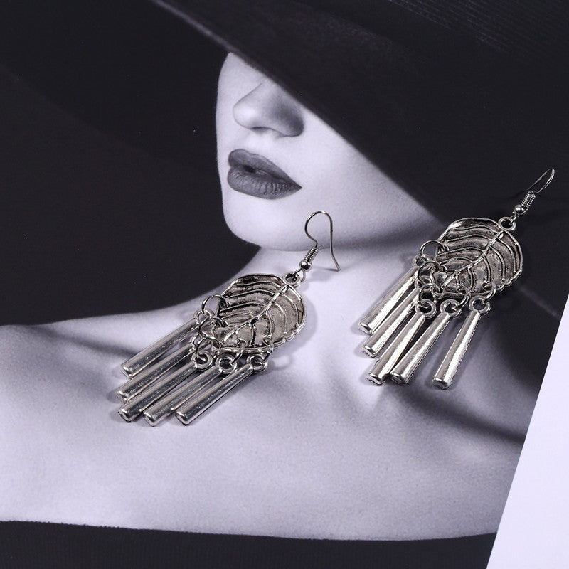 Ethnic Minorities Ornament Tibetan Classical Retro Miao Silver Earrings Eardrops
