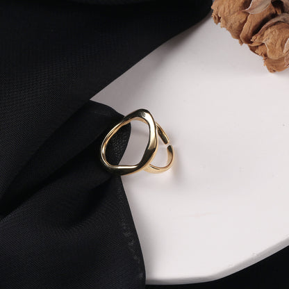 925 Sterling Silver Ring INS Simple Geometric Irregular Hollow-out Ring For Women