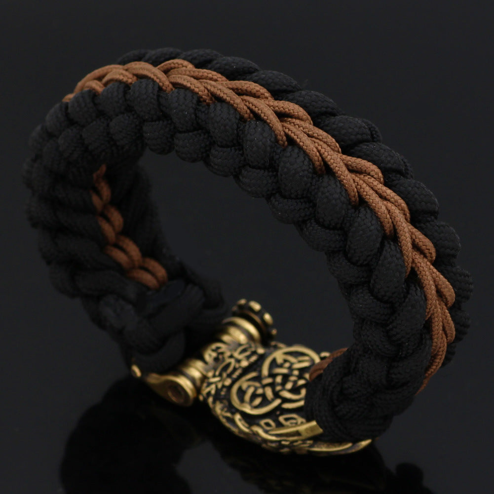 Nordisches neues handgewebtes Armband aus braunem Faden, Wikinger-Bärenklaue