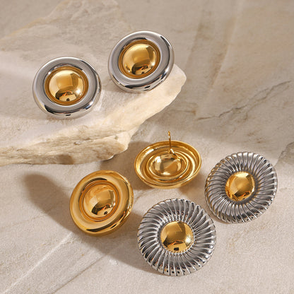 Stainless Steel Exaggerated Threaded Earrings