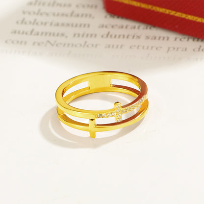 خاتم متقاطع مزدوج الطبقات للرجال والنساء