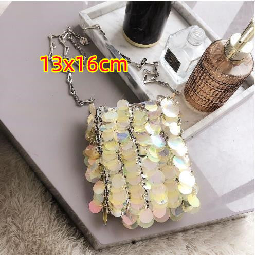 Kette Glitzer Pailletten Bling Schultertasche