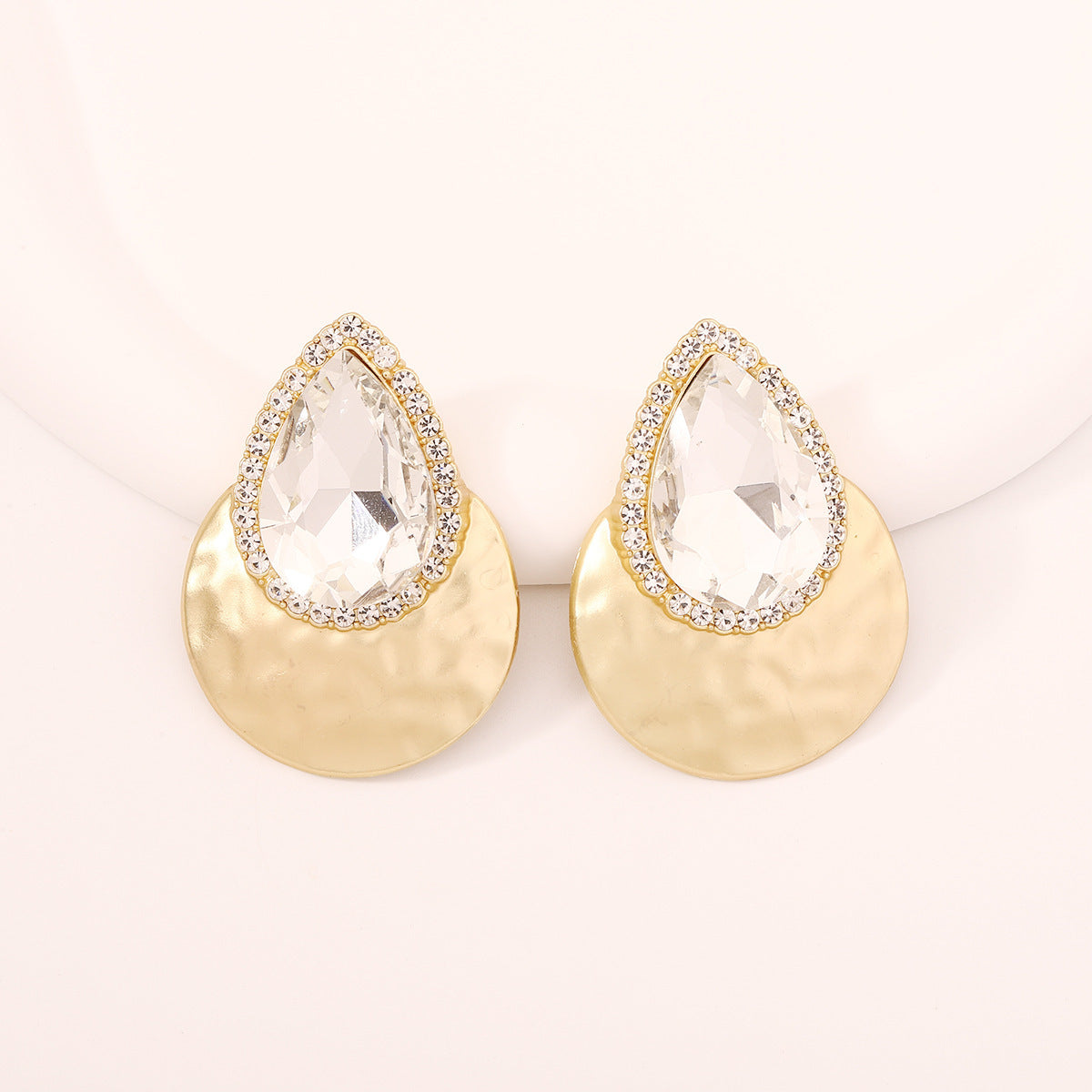Drop Shape Inlaid Color Diamond French Exaggerated Earrings