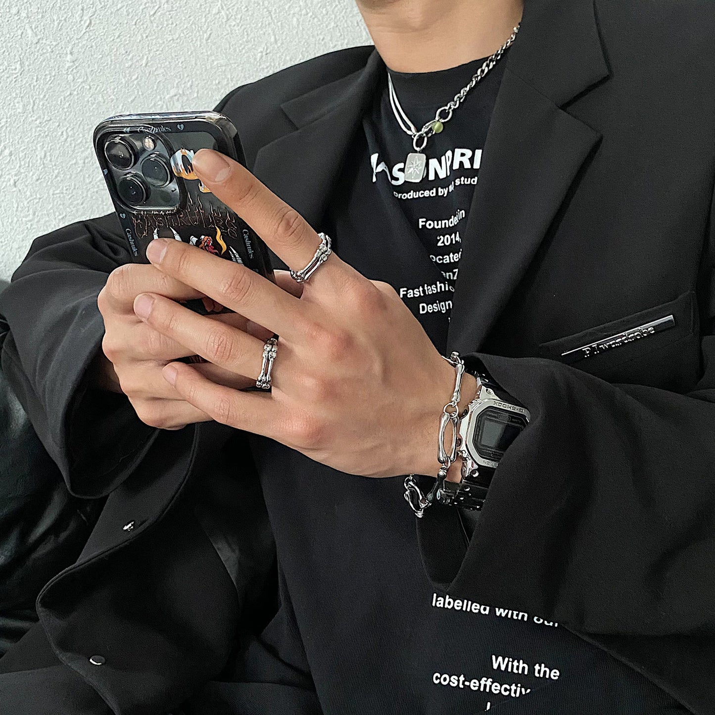 Bone Design Ring Made Of Titanium Steel For Men