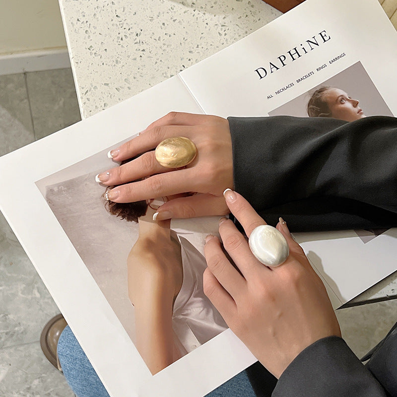 Women's Irregular Thick Gold And Silver Color Ring