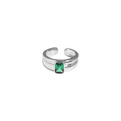 All-match Micro Inlaid Zircon Textured Sterling Silver Ring
