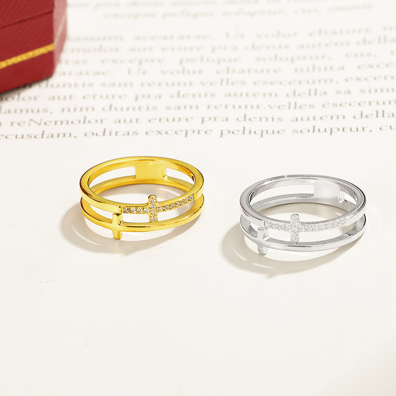 خاتم متقاطع مزدوج الطبقات للرجال والنساء