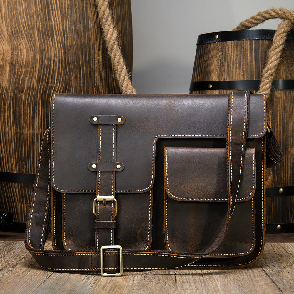Herren Horizontale Schulter Messenger Bag Leder Herrentasche