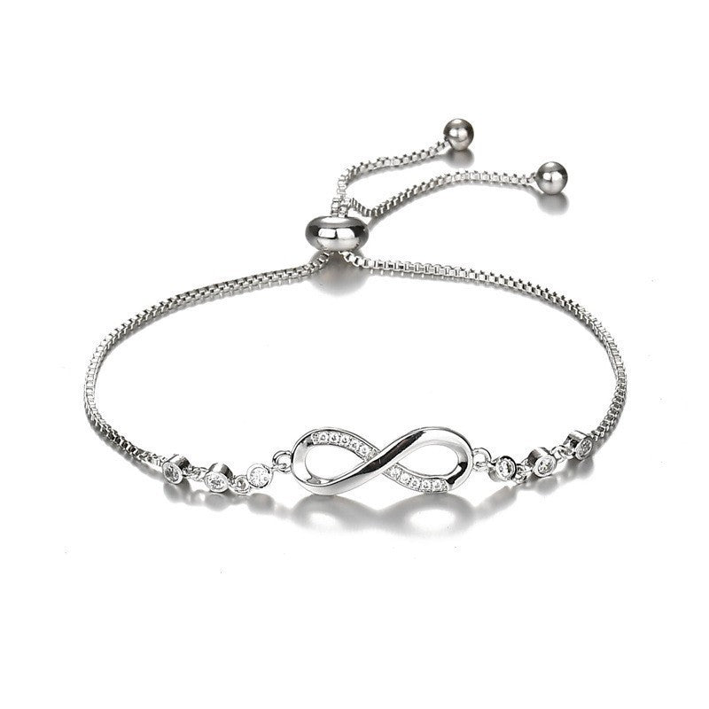 S925 Silver Infinite Loop 8-word Diamond Bracelet
