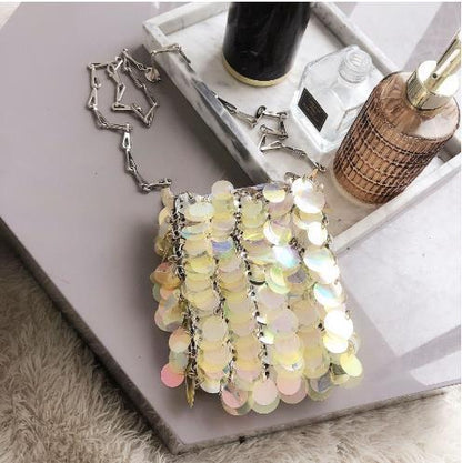 Kette Glitzer Pailletten Bling Schultertasche