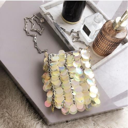 Kette Glitzer Pailletten Bling Schultertasche