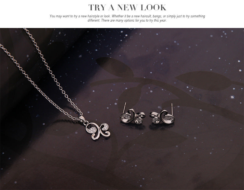 Three-piece Set Of New Butterfly Diamond Jewelry
