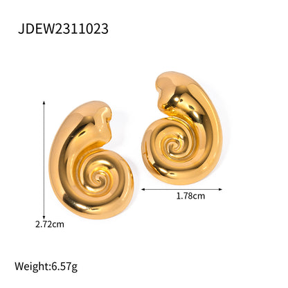 18K Gold Stainless Steel Conch Spiral Hoop High-grade Earrings Earring Ornament Women