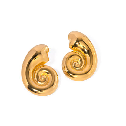 18K Gold Stainless Steel Conch Spiral Hoop High-grade Earrings Earring Ornament Women