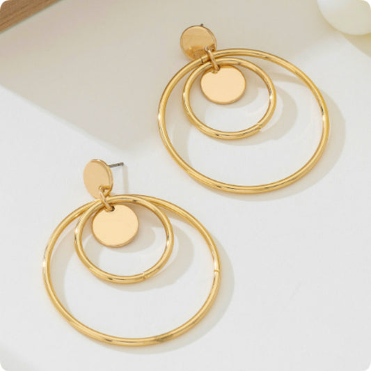 Multi Layer Circular Earrings, New Fashionable And Trendy For Women
