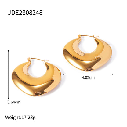 18k Gold Stainless Steel Geometric Heart-shaped Earrings