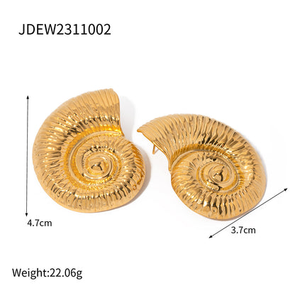 18K Gold Stainless Steel Conch Spiral Hoop High-grade Earrings Earring Ornament Women