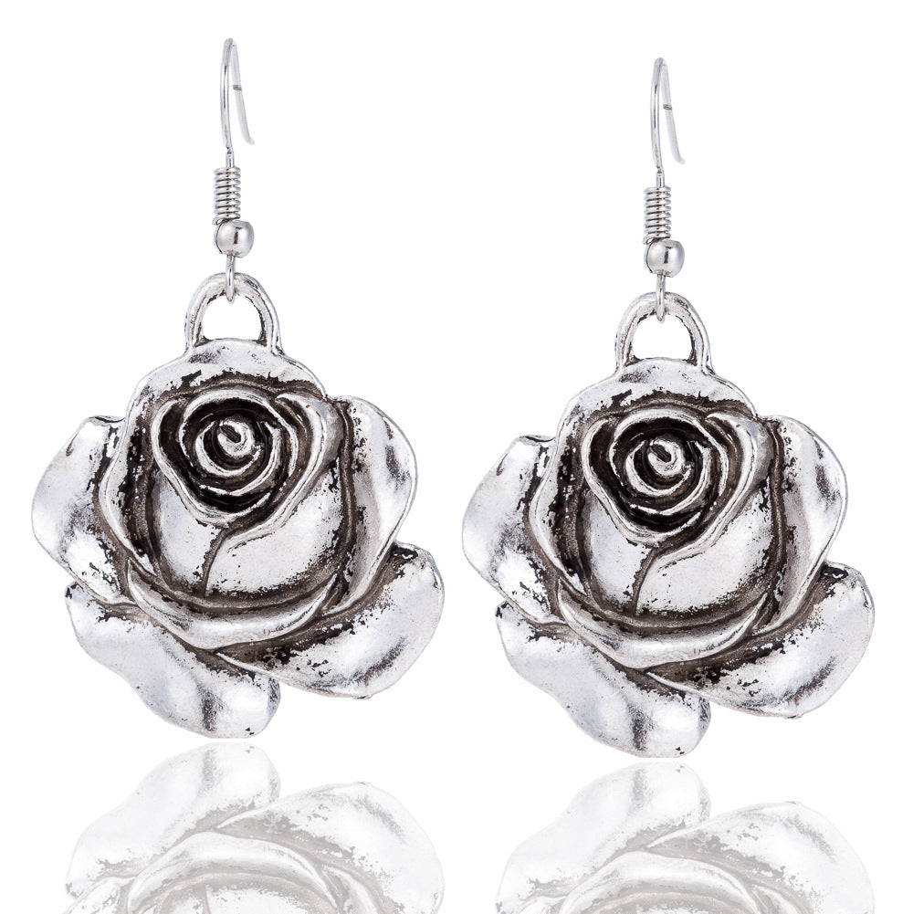 Ethnic Minorities Ornament Tibetan Classical Retro Miao Silver Earrings Eardrops