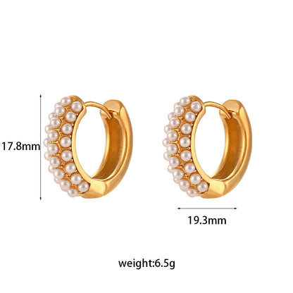 Stainless Steel Plated 18K Gold Pearl Ear Clip