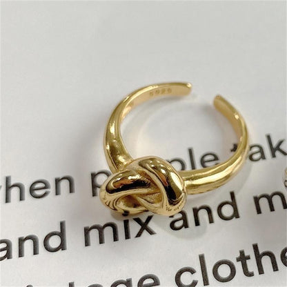 Women's 925 Sterling Silver Knotted Geometric Ring