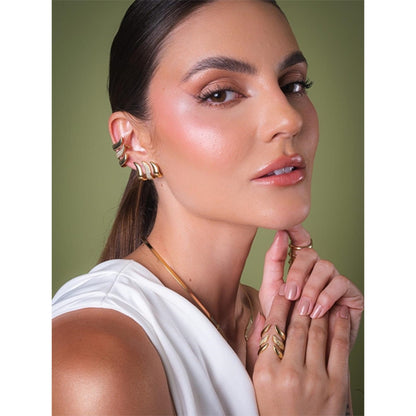 Niche High-grade Stainless Steel Rhinestone Feather Earrings