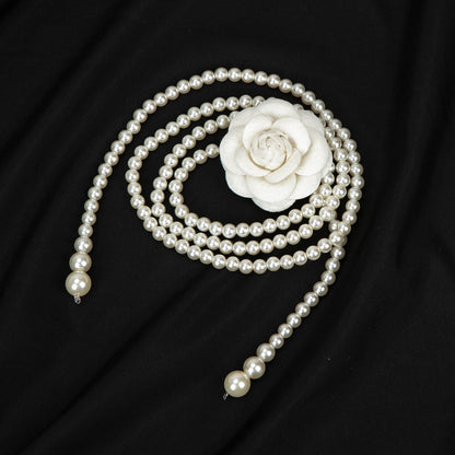 Sweet Pearl Women's Handmade Flowers Thin Waist Chain Accessory