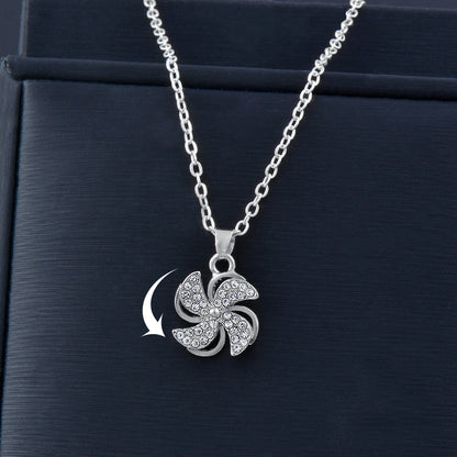 Rotating Clover Windmill Pendant Necklace
