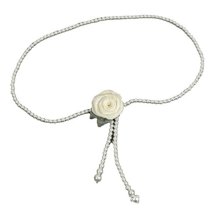 Sweet Pearl Women's Handmade Flowers Thin Waist Chain Accessory