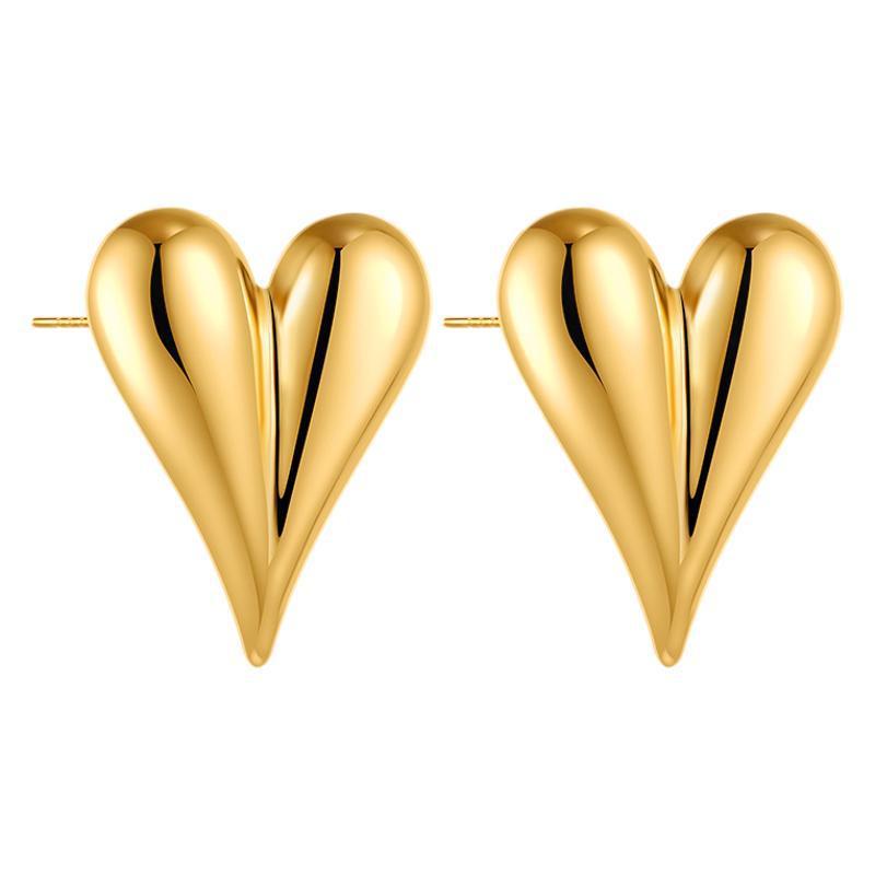 أقراط صليب بسيطة من الفولاذ المقاوم للصدأ اللامع من الذهب عيار 18 قيراطًا