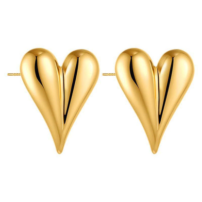 أقراط صليب بسيطة من الفولاذ المقاوم للصدأ اللامع من الذهب عيار 18 قيراطًا