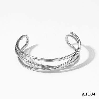 Metal Line Open-ended Bracelet Stainless Steel Irregular