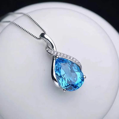 Natural Topaz Pendant Clavicle Necklace For Women