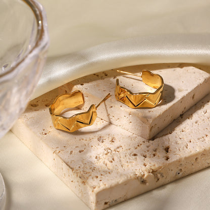 INS Style 18K Gold-plated Stainless Steel Irregular Width High Polishing