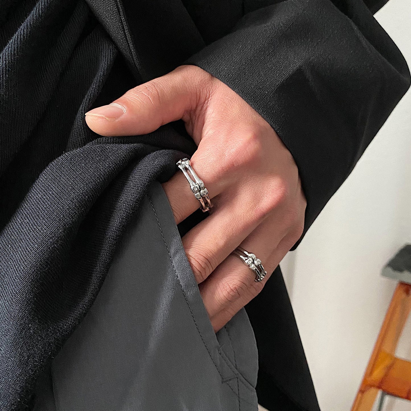 Bone Design Ring Made Of Titanium Steel For Men