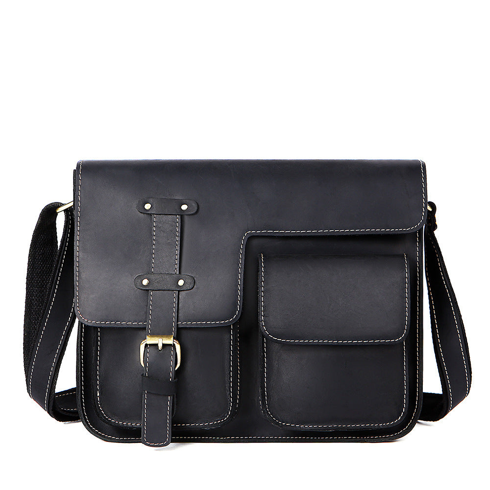 Herren Horizontale Schulter Messenger Bag Leder Herrentasche