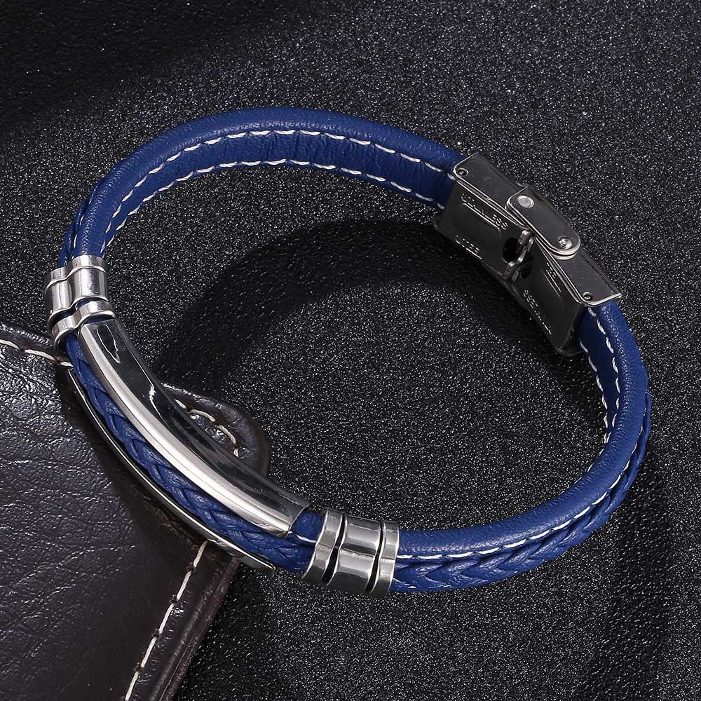 Fashion Braided Men's Stainless Steel Leather Bracelet